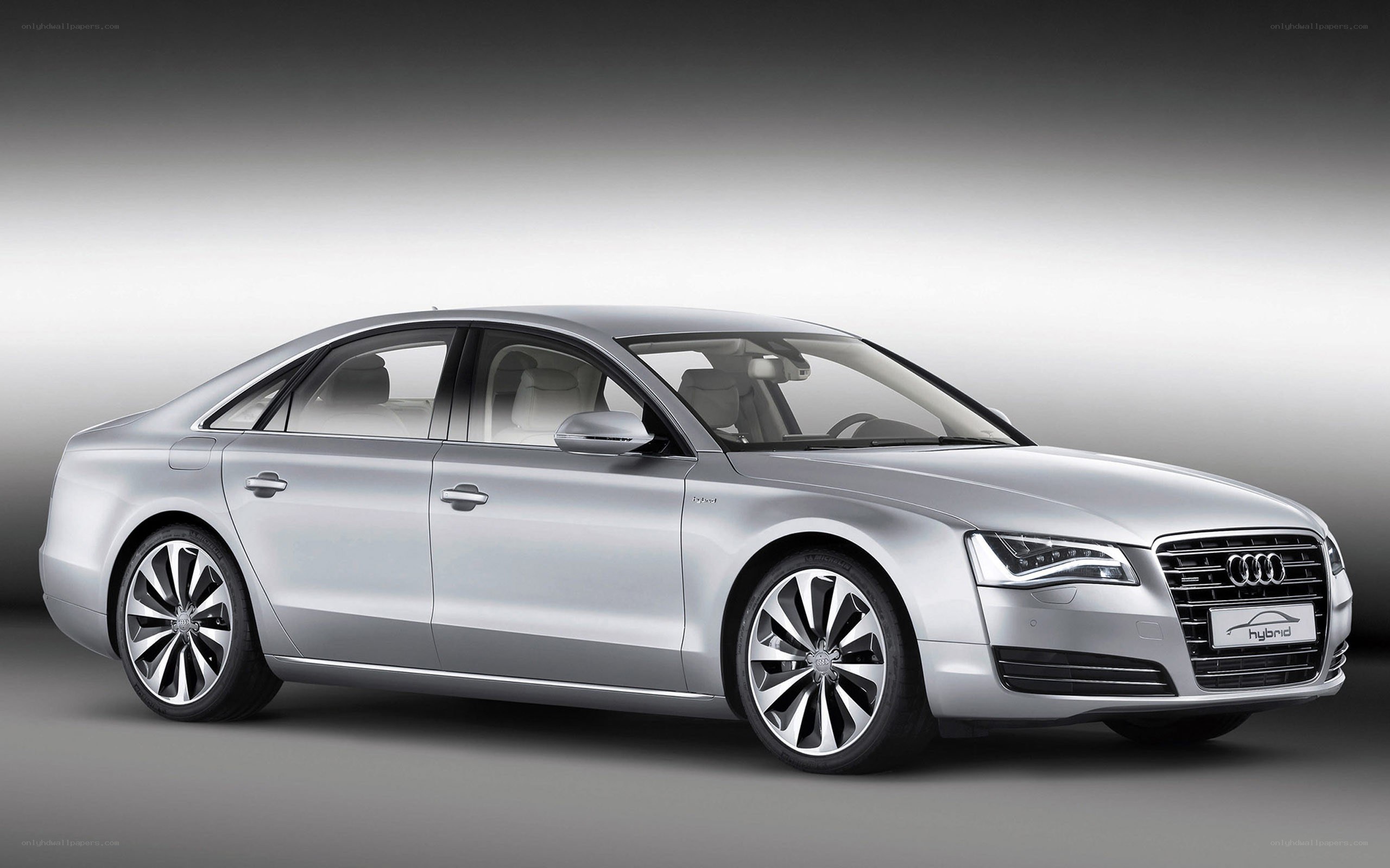 silver audi a8 hybrid sedan