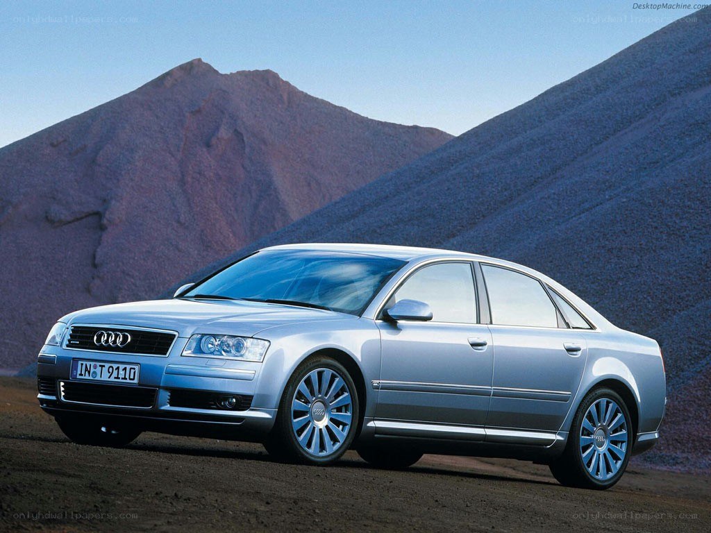 Silver Audi A8 in desert