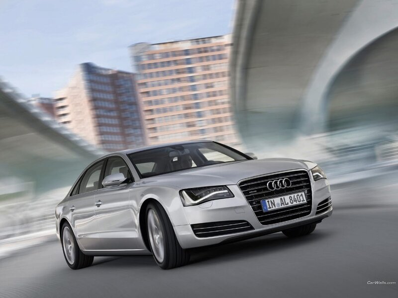 silver audi a8 in motion