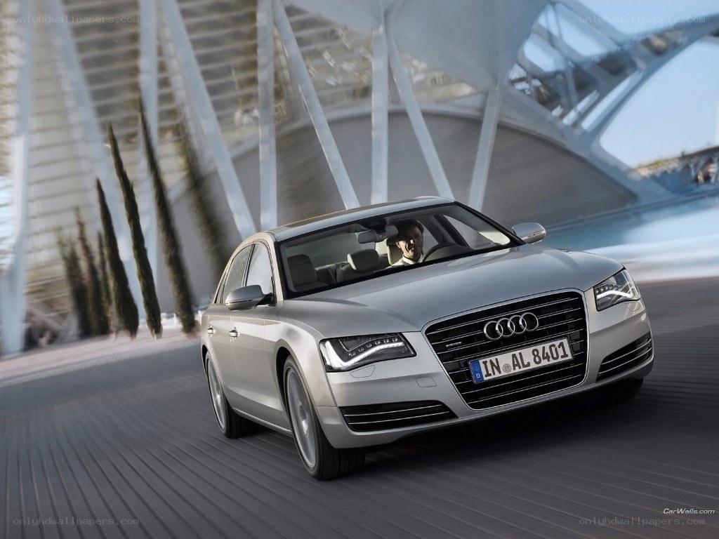 Silver Audi A8 in motion