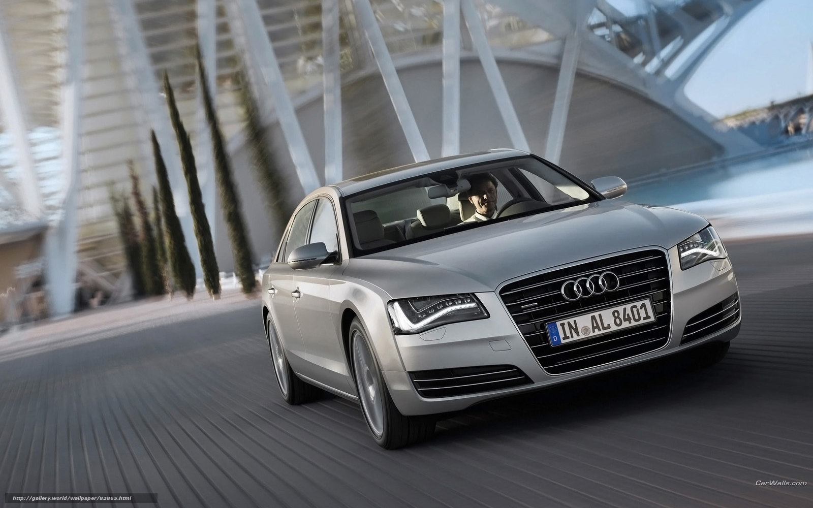 Silver Audi A8 in motion