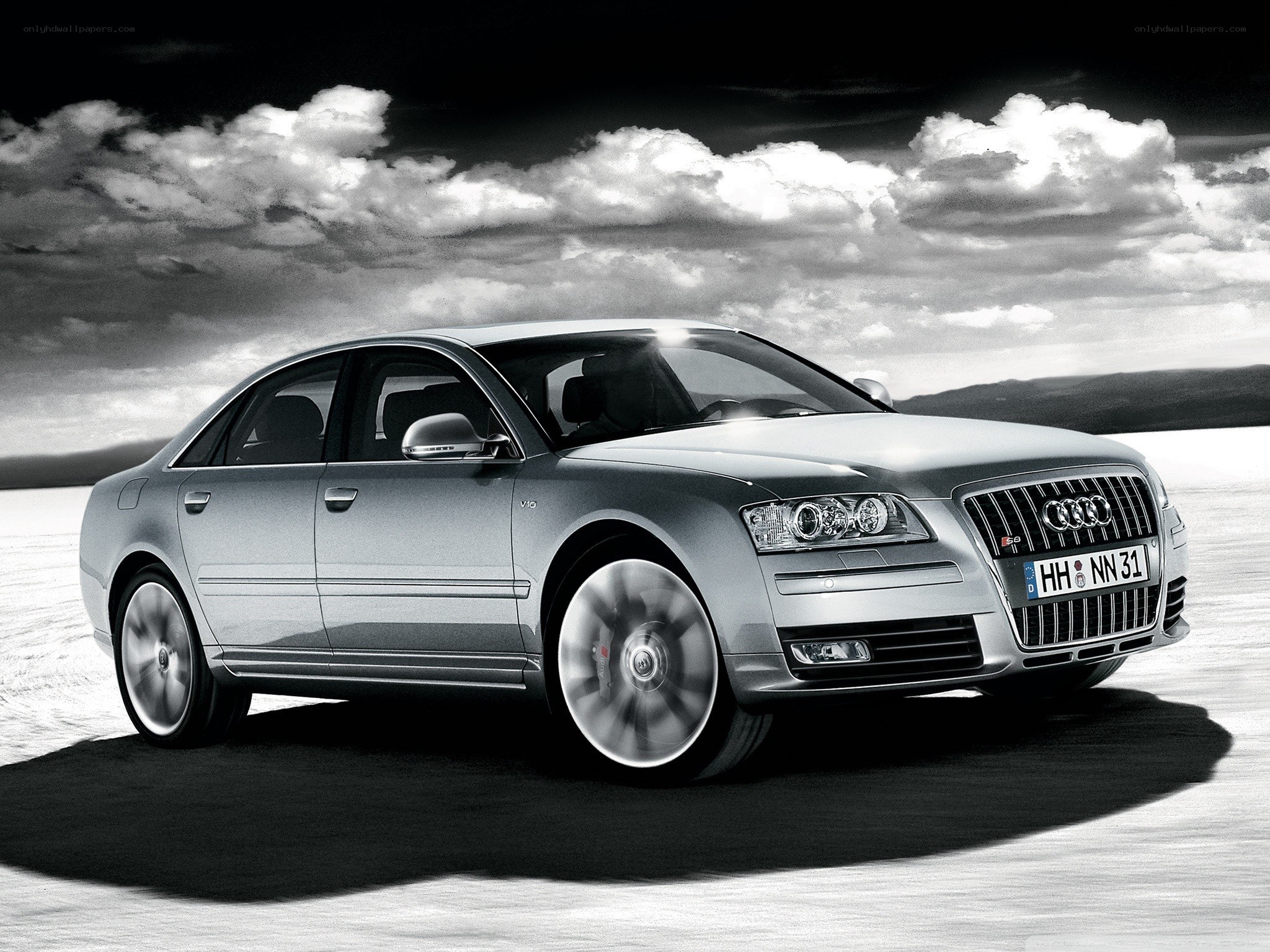 Silver Audi A8 in motion