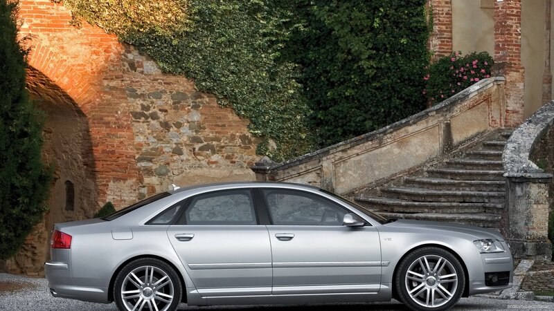 silver audi a8 on stone steps