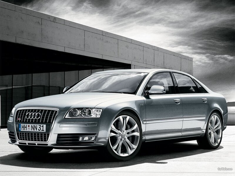 Silver Audi A8 parked outside