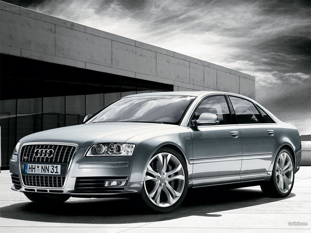 Silver Audi A8 parked outside