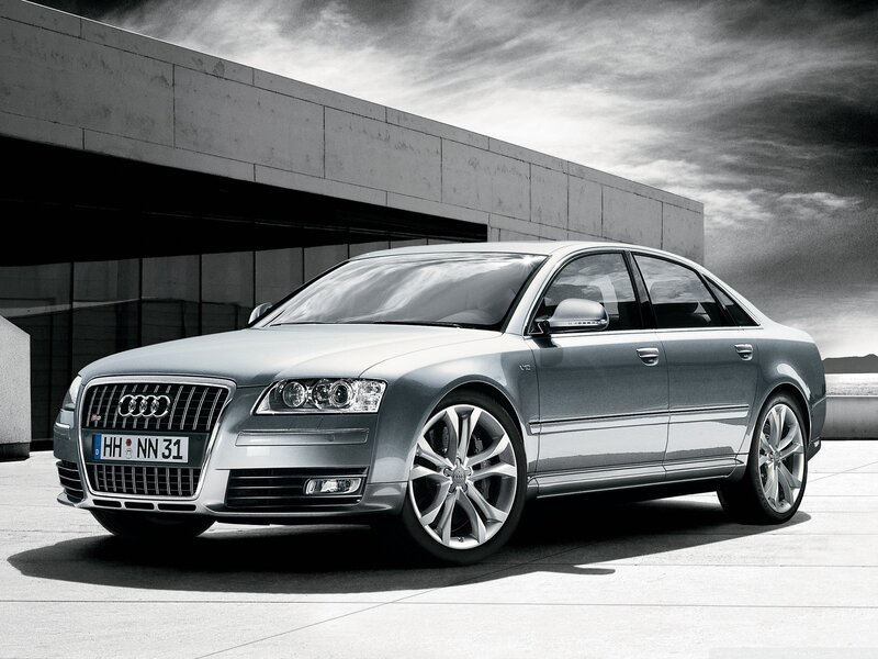 Silver Audi A8 parked outside