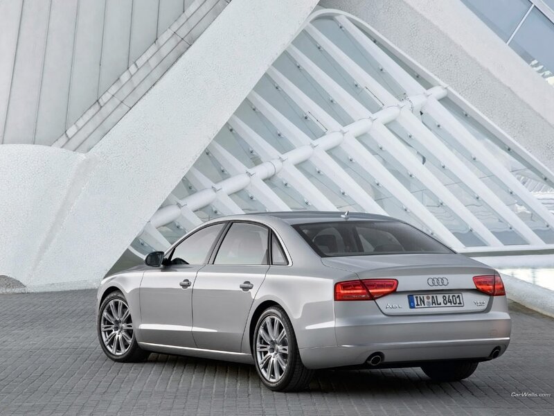 Silver Audi A8 parked outside