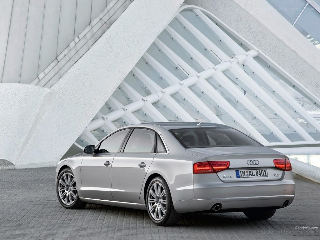 Silver Audi A8 parked outside