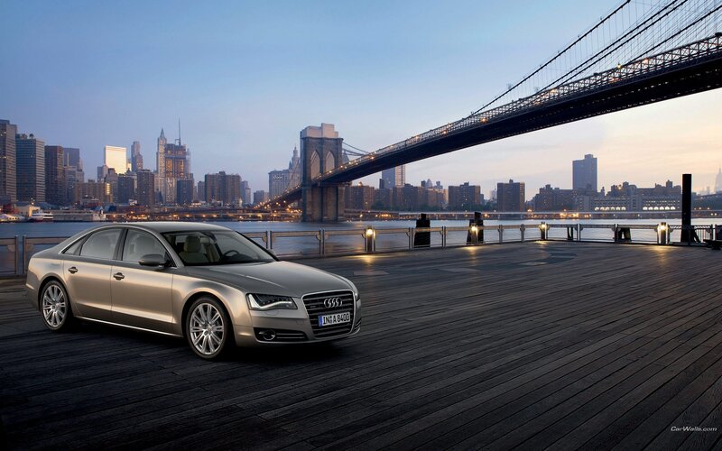 Silver Audi A8 Sedan — Gray, Serene, Sunset