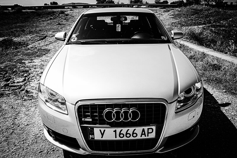 Silver Audi Car — Black, Dramatic, Afternoon