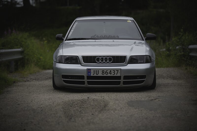 Silver Audi Car — Gray, Dramatic, Photograph, Grille