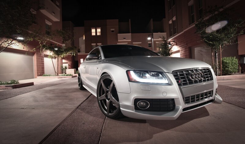 Silver Audi Car — White, Dramatic