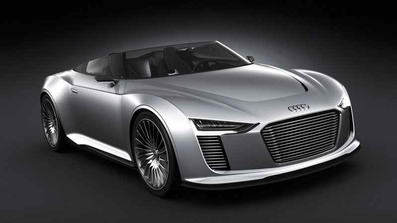 Silver Audi Concept Car — Dramatic, 3d Render, Convertible