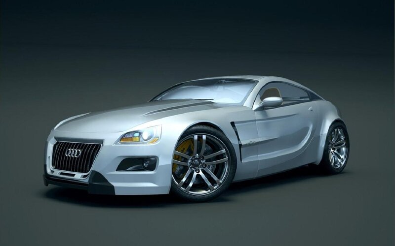 Silver Audi Concept Car — Dramatic, 3d Render