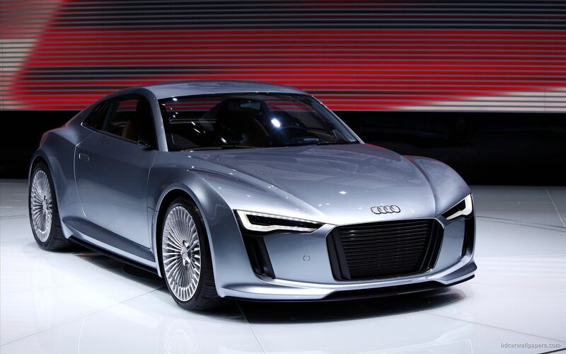 Silver Audi Concept Car — Dramatic, Photograph, Display Floor, Background Screen