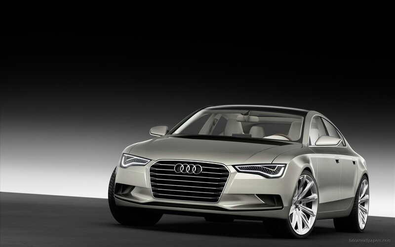 Silver Audi Concept Car — Dramatic, Photograph, Headlights, Grille, Black, White