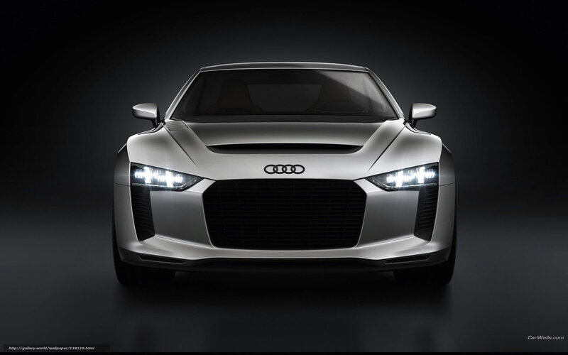 Silver Audi Concept Car — Dramatic, Photograph, Headlights, Grille, Logo
