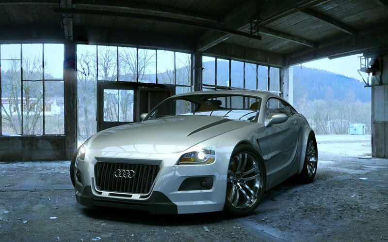 Silver Audi Concept Car — Dramatic, Winter