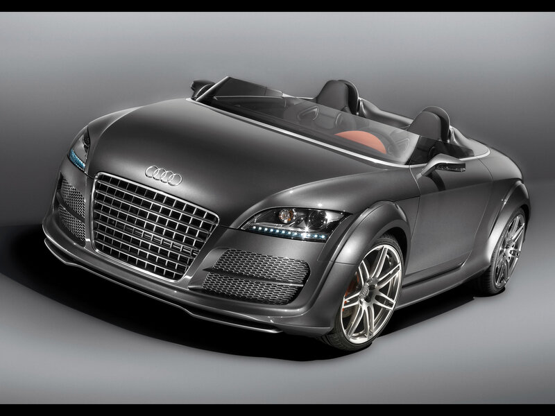 Silver Audi Concept Car — Gray, Dramatic, Photograph, Convertible, Grille, Headlights, Black