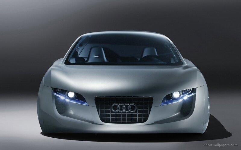 Silver Audi Concept Car — Gray, Dramatic, Photograph, Headlights, Grille, Black