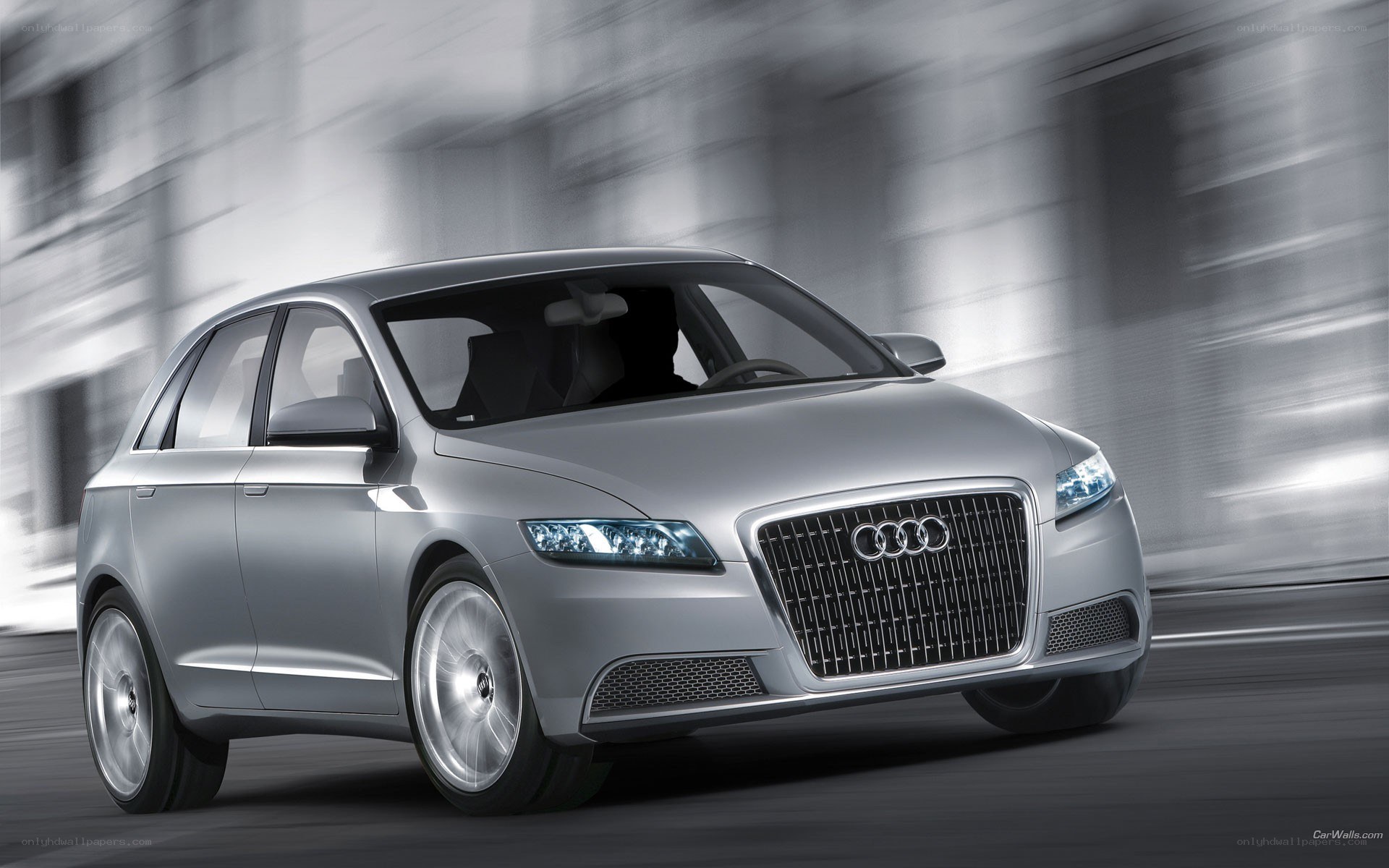 Silver Audi concept car in motion
