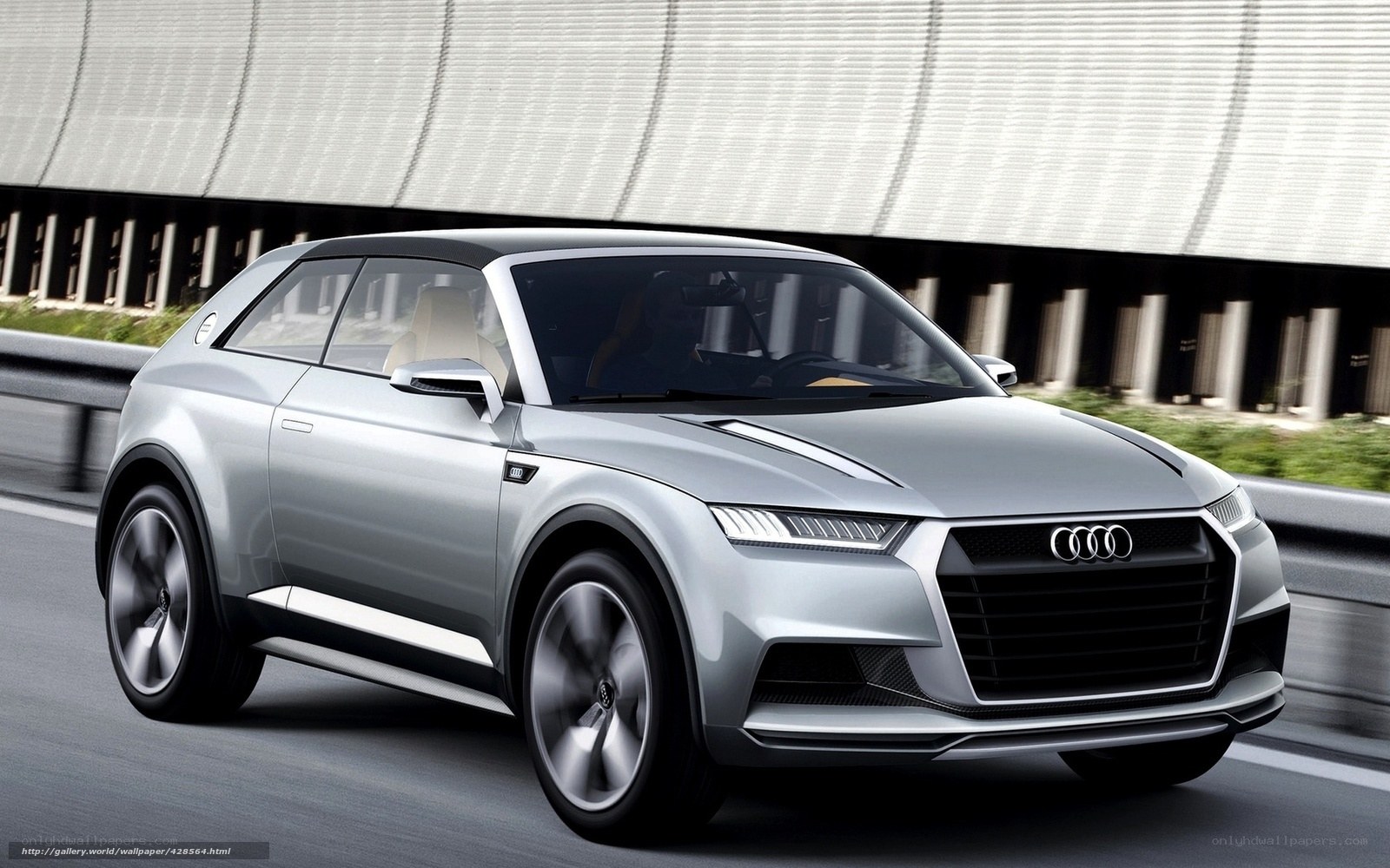 Silver Audi concept car on road