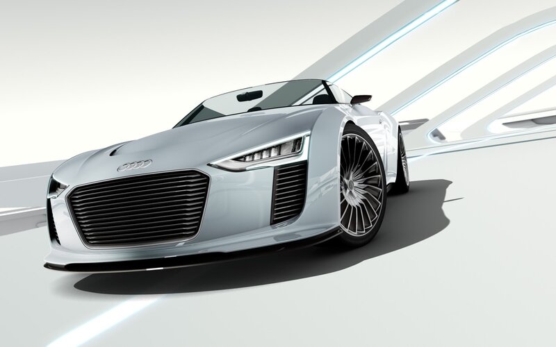 Silver Audi Concept Car — White, Futuristic