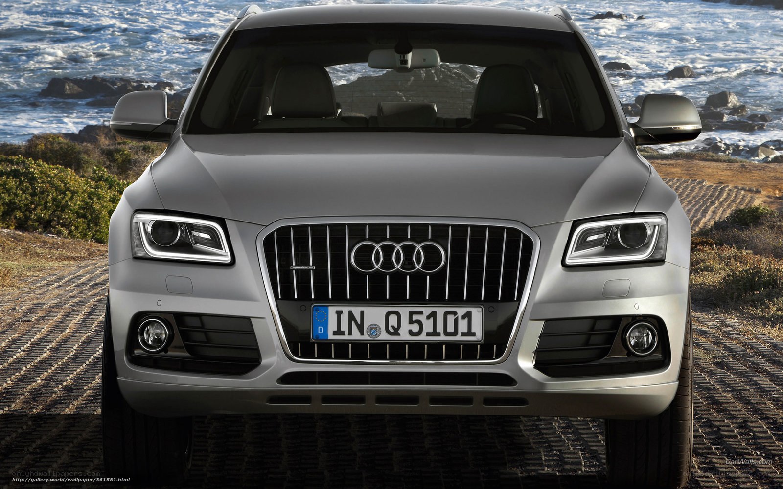 Silver Audi Q5 by the coast
