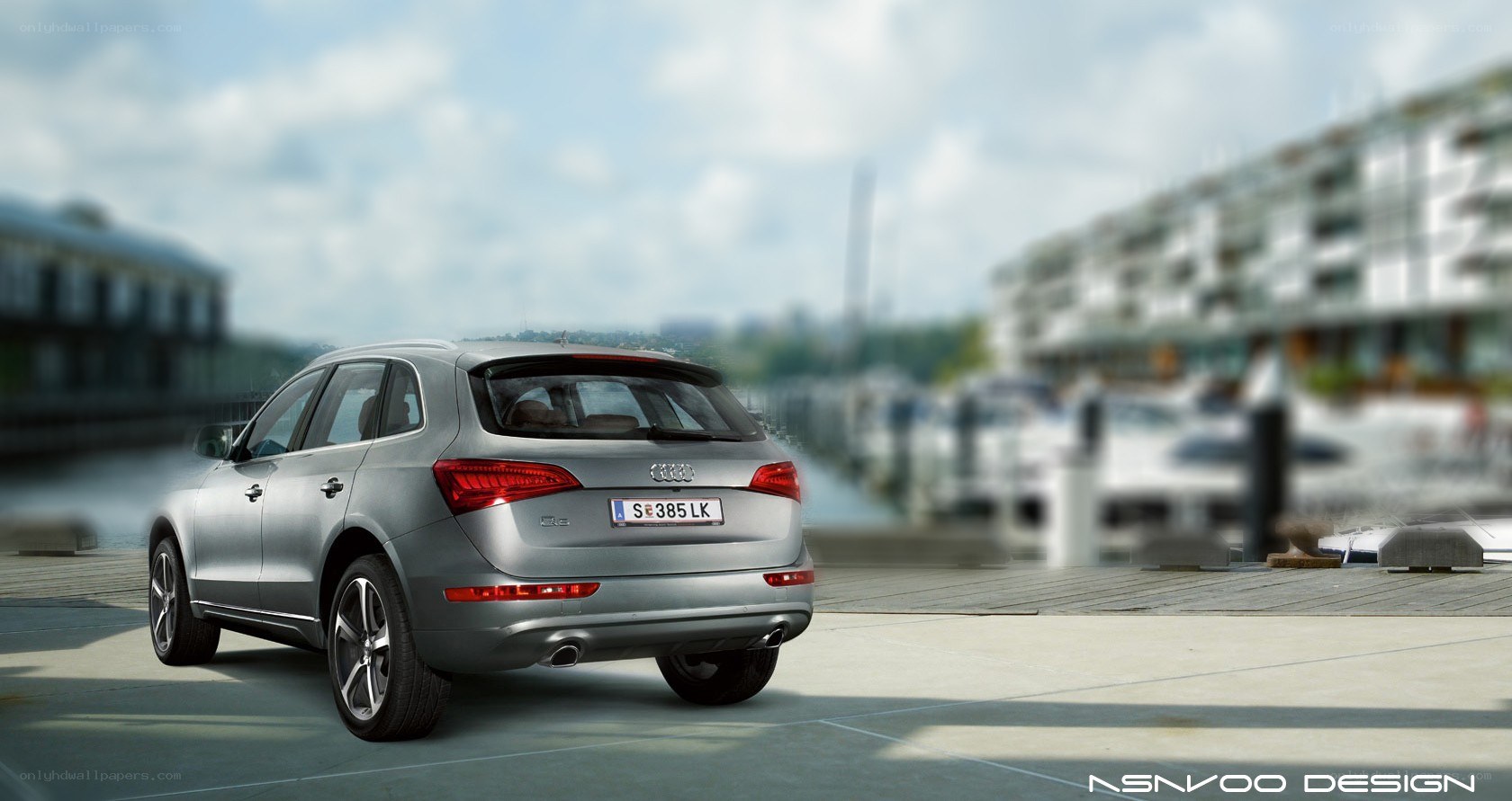 Silver Audi Q5 on a dock