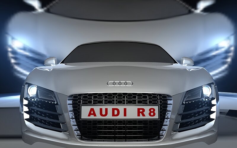 Silver Audi R8 Car — White
