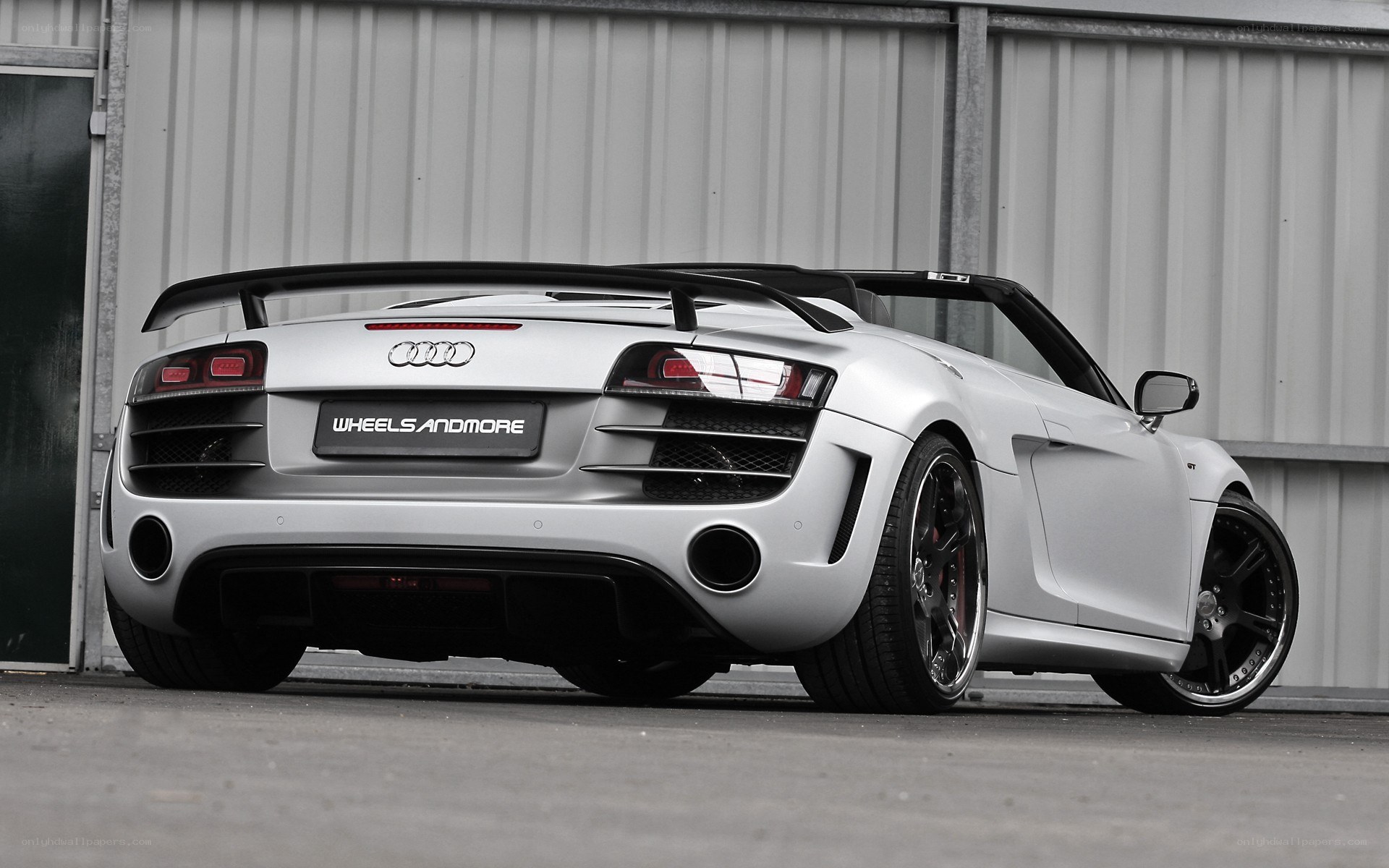 silver audi r8 convertible