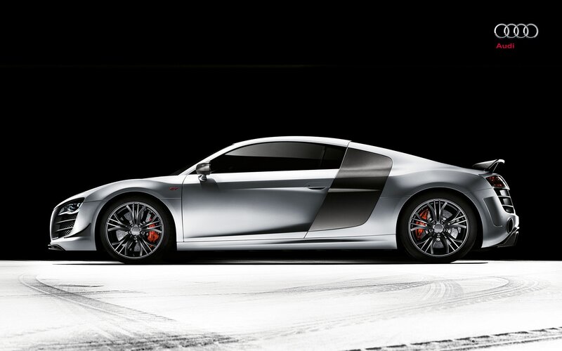 silver audi r8 gt sports car
