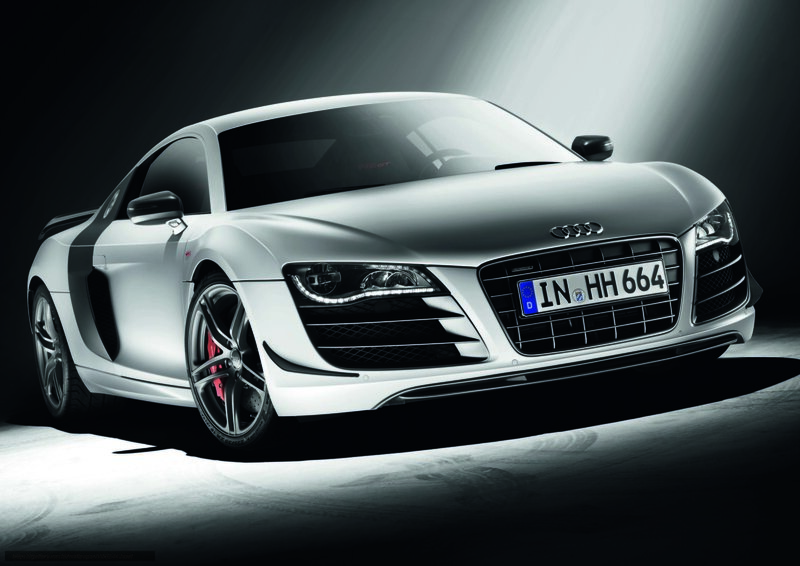Silver Audi R8 GT sports car