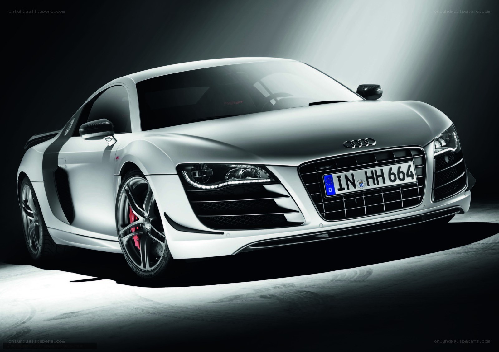 Silver Audi R8 GT sports car