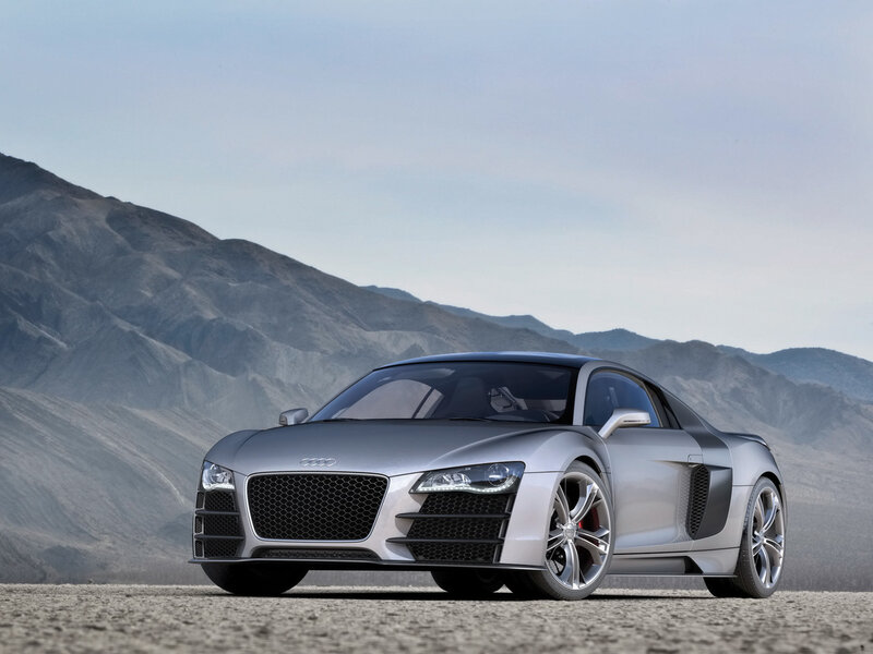 Silver Audi R8 in desert