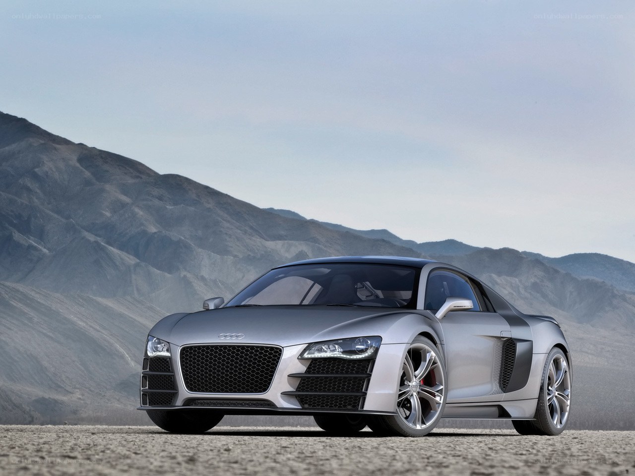 Silver Audi R8 in desert
