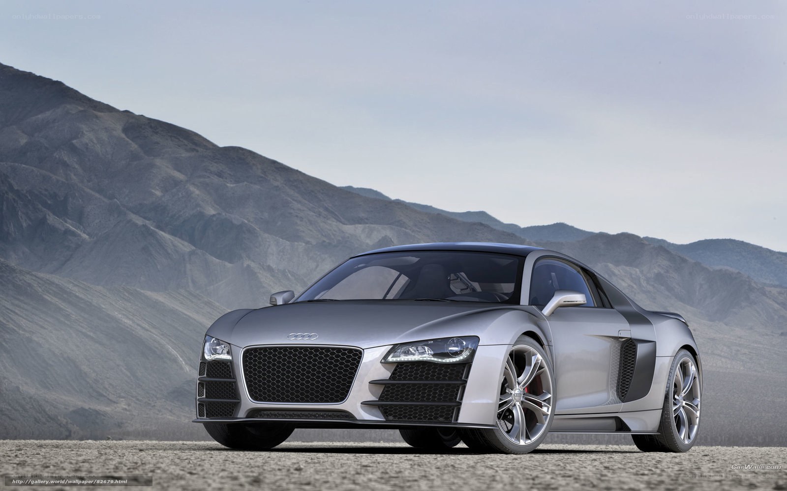 Silver Audi R8 in desert
