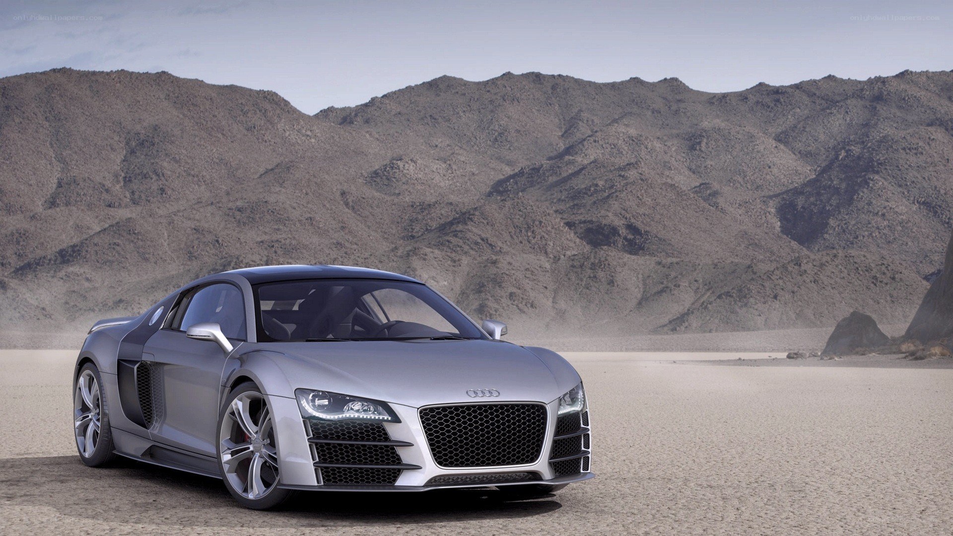 Silver Audi R8 in desert