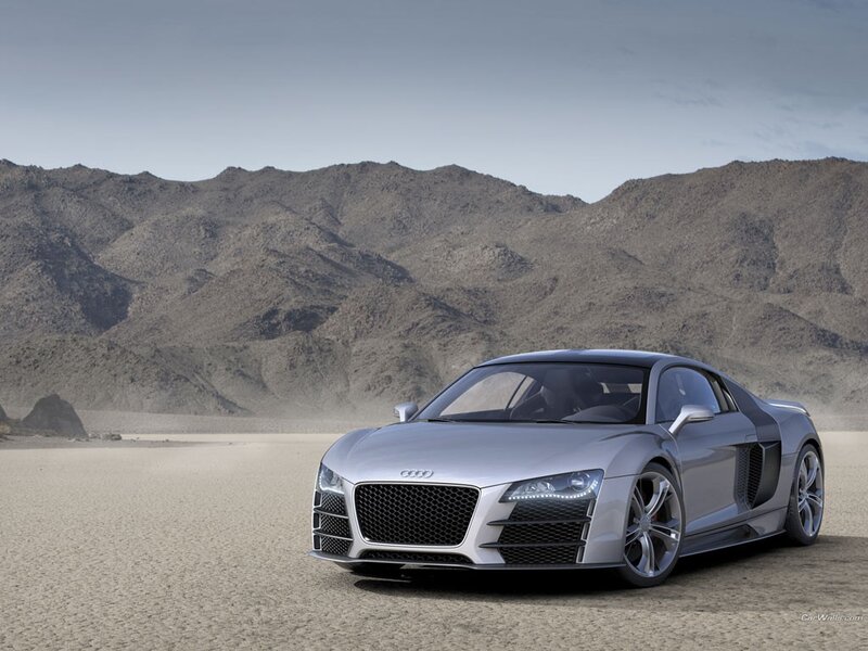 Silver Audi R8 in desert