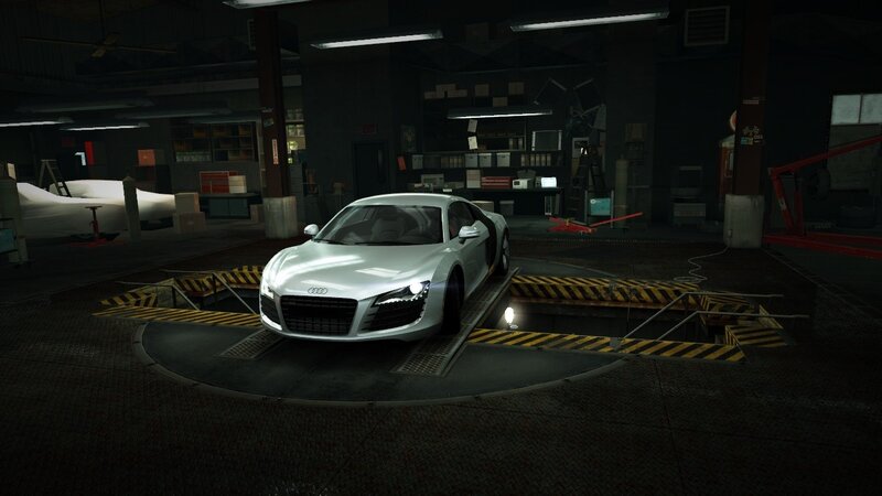 Silver Audi R8 in Garage — Gray
