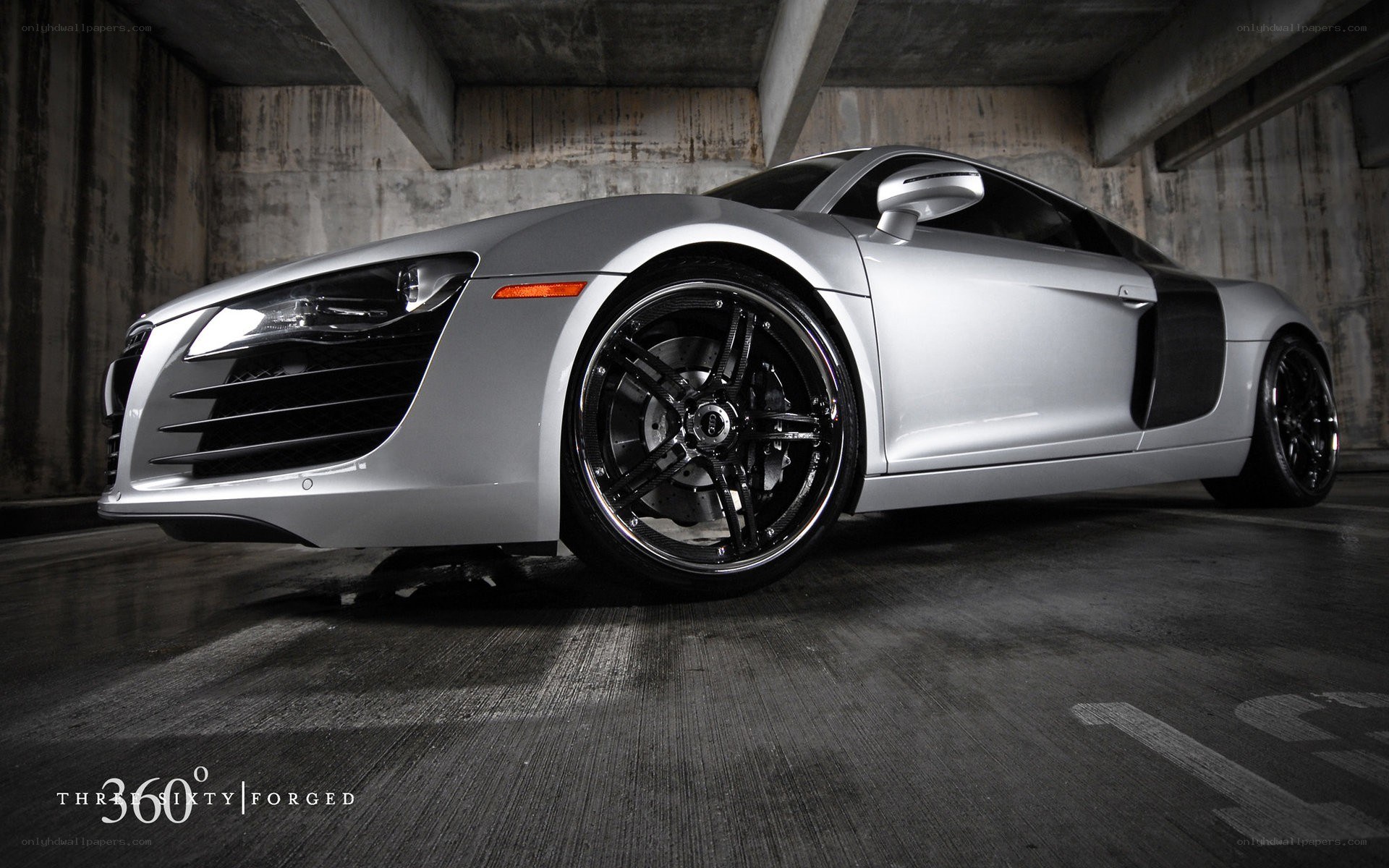 Silver Audi R8 in Garage
