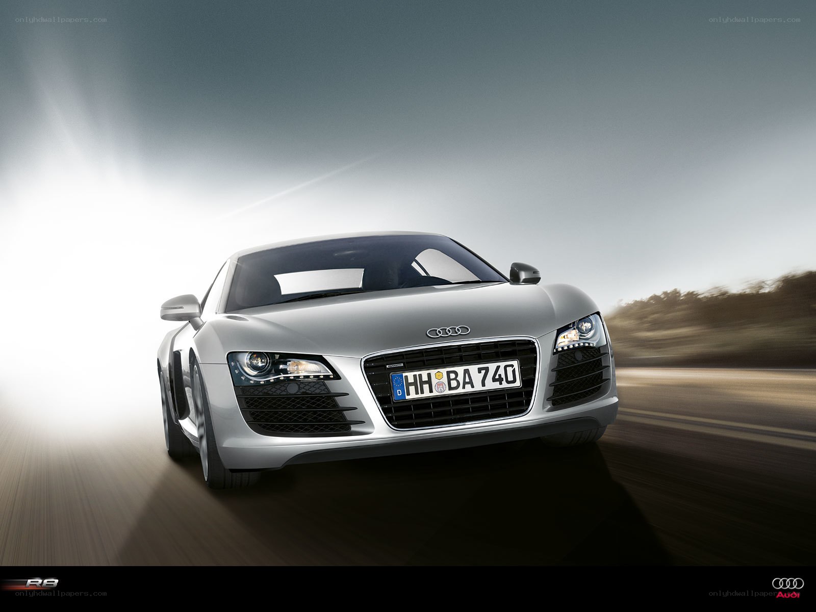 Silver Audi R8 in motion