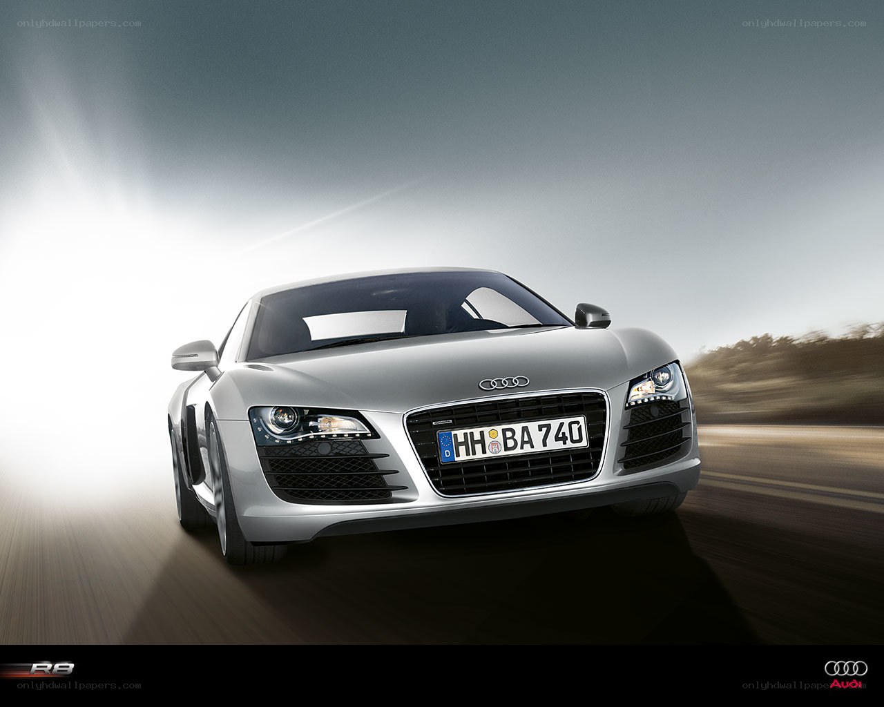 Silver Audi R8 in motion