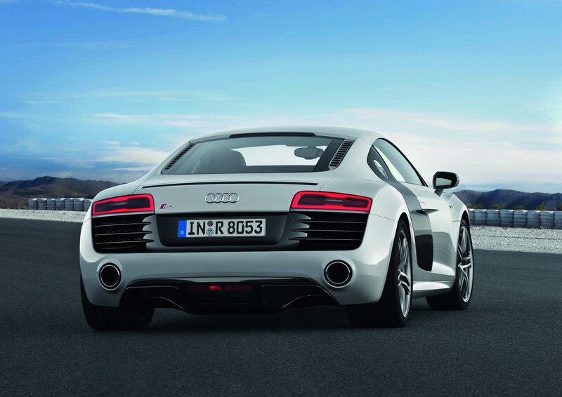 Silver Audi R8 on a racetrack
