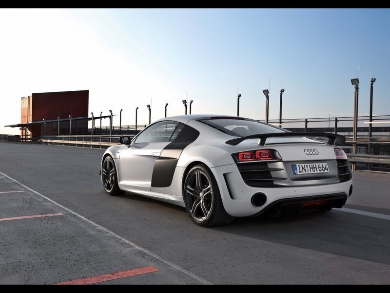 Silver Audi R8 on a racetrack