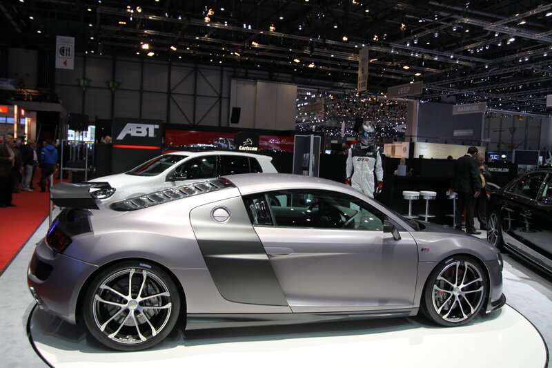 Silver Audi R8 on display