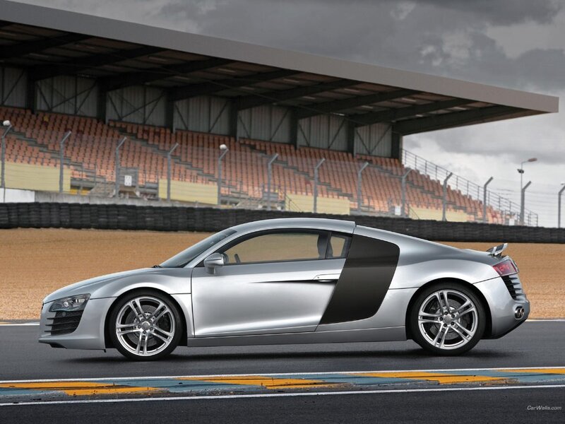 Silver Audi R8 on racetrack