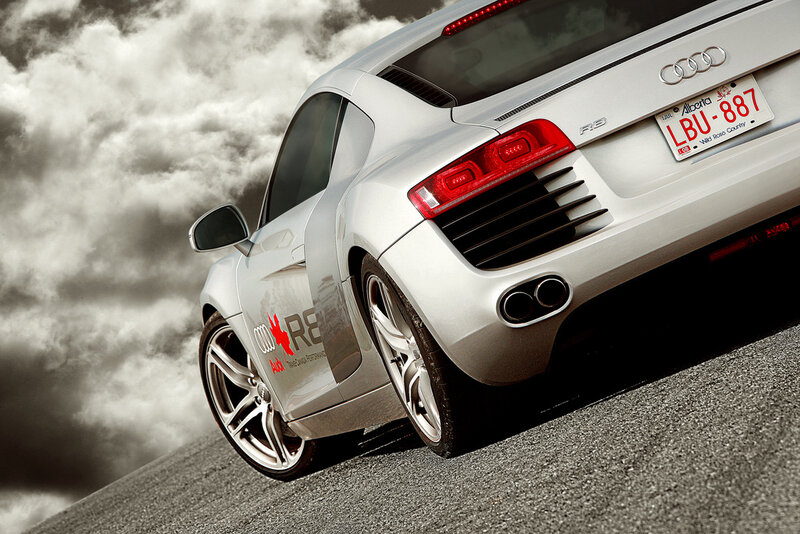 silver audi r8 on road