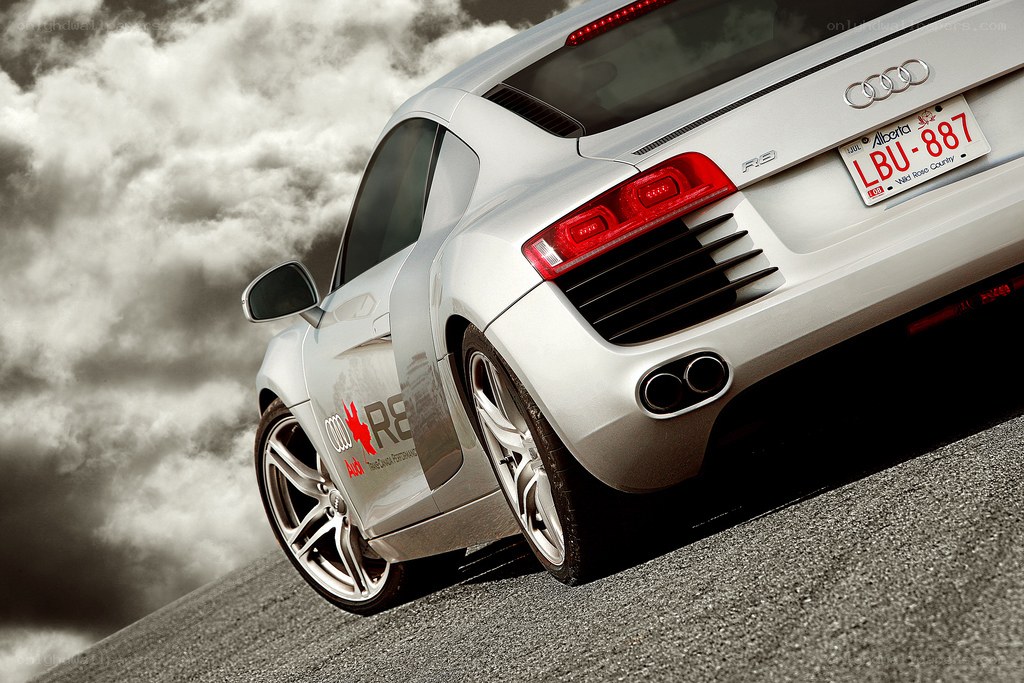 silver audi r8 on road