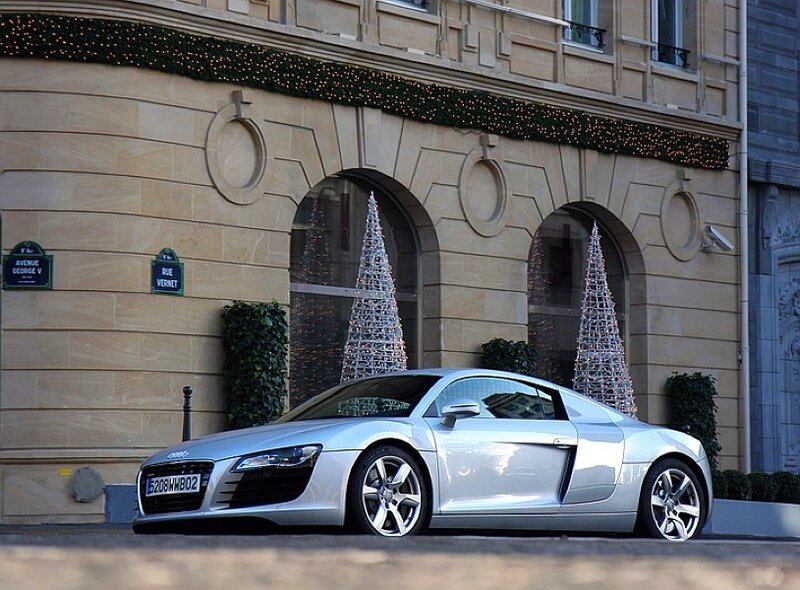 Silver Audi R8 parked on a street